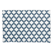 Wit en Navy Blue Trellis, Lattice, Quatrefoil Kussensloop (Voorkant)