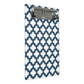 Wit en Navy Blue Trellis, Lattice, Quatrefoil Mini Klembord (Schuin)