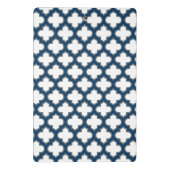 Wit en Navy Blue Trellis, Lattice, Quatrefoil Mini Klembord (Achterkant)