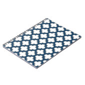 Wit en Navy Blue Trellis, Lattice, Quatrefoil Notitieboek (Linkerzijde)