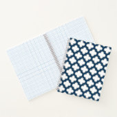 Wit en Navy Blue Trellis, Lattice, Quatrefoil Notitieboek (Binnen)