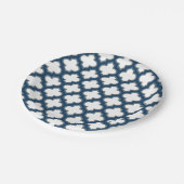 Wit en Navy Blue Trellis, Lattice, Quatrefoil Papieren Bordje (Gekanteld)