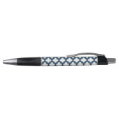 Wit en Navy Blue Trellis, Lattice, Quatrefoil Pen (Bovenkant)