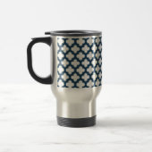 Wit en Navy Blue Trellis, Lattice, Quatrefoil Reisbeker (Links)