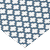 Wit en Navy Blue Trellis, Lattice, Quatrefoil Tafelkleed (Gekanteld)