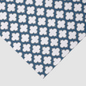 Wit en Navy Blue Trellis, Lattice, Quatrefoil Tissuepapier (Detail)