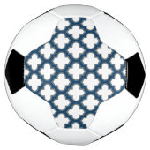 Wit en Navy Blue Trellis, Lattice, Quatrefoil Voetbal (Gedraaid)