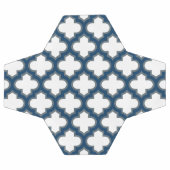 Wit en Navy Blue Trellis, Lattice, Quatrefoil Voetbal (Enkel)