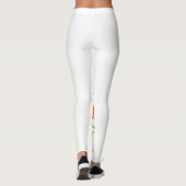 Wit en oranje damast scrollwerk bloempatroon leggings (Achterkant)