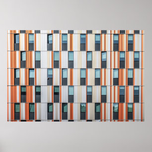 Wit en oranje gebouw poster