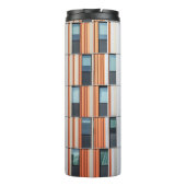 Wit en oranje gebouw thermosbeker (Achterkant)