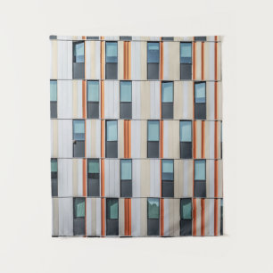 Wit en oranje gebouw wandkleed