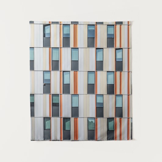 Wit en oranje gebouw wandkleed (Voorkant)