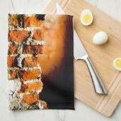 Wit en oranje Gebroken baksteen Theedoek (Quarter Fold)