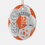 Wit en Oranje Voetbal personaliseren Keramisch Ornament (Rechts)