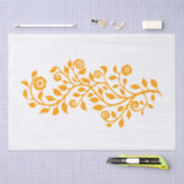 Wit en Oranje Zwirly Floral Ornament Nice Eenvoudi Tissuepapier (Craft)
