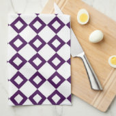 Wit en paars diamantpatroon theedoek (Quarter Fold)