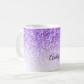 Wit en Paars glitter Koffiemok (Voorkant links)