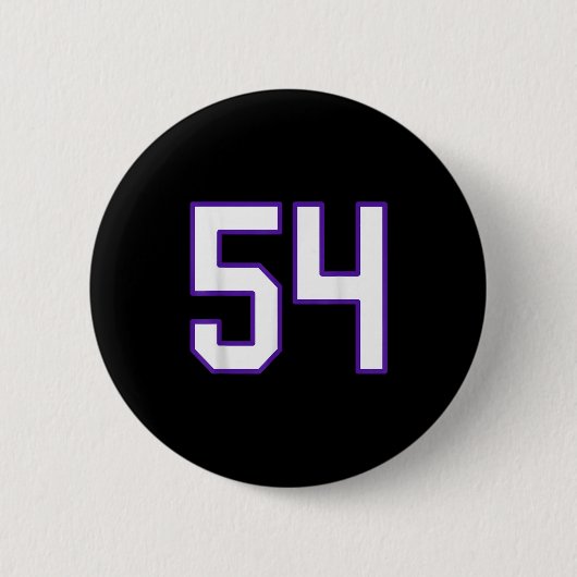 Wit En Paars Nummer 54 Jersey Speler Uniform # Ronde Button 5,7 Cm (Voorkant)