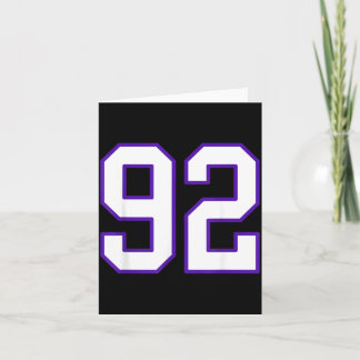 Wit en paars nummer 92 shirt speler uniform kaart