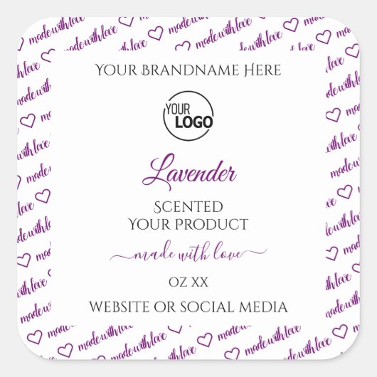 Wit en Paars Woordlabel voor cloud toevoegen Logo Vierkante Sticker (Voorkant)