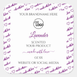 Wit en Paars Woordlabel voor cloud toevoegen Logo Vierkante Sticker