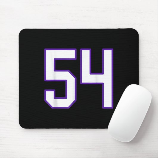 Wit en Paarse nummer 54 Jersey Player Uniform # Muismat (Met muis)