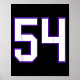 Wit en Paarse nummer 54 Jersey Player Uniform # Poster