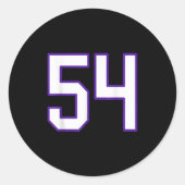 Wit en Paarse nummer 54 Jersey Player Uniform # Ronde Sticker (Voorkant)