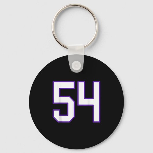 Wit en Paarse nummer 54 Jersey Player Uniform # Sleutelhanger (Voorkant)