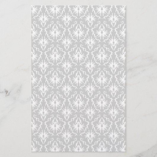 Wit en pastelgrijze damast ontwerp. flyer (Voorkant)