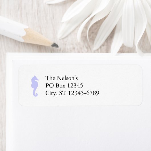 Wit en Periwinkle Zee Etiket (Insitu)