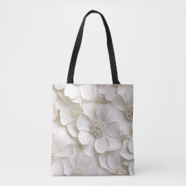 WIT EN PERZIK 3D LOOK ANEMONE POPPIES TOTE BAG