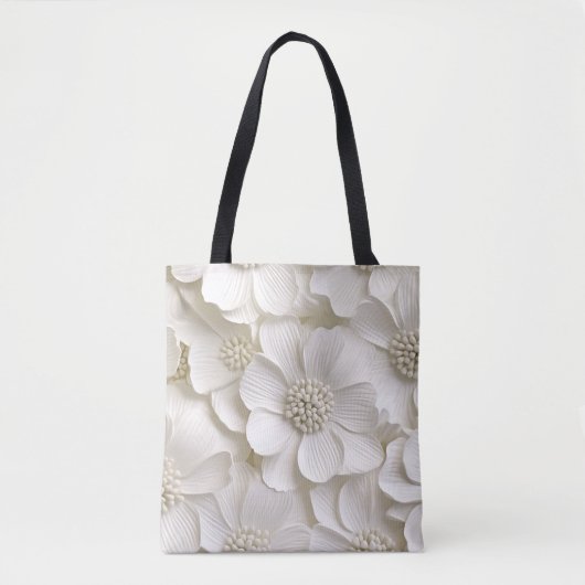 WIT EN PERZIK 3D LOOK ANEMONE POPPIES TOTE BAG (Voorkant)
