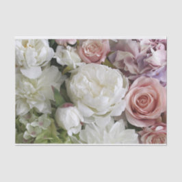 wit en perzik pioen bloemenpapier tissuepapier