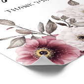 Wit en Plum Bloemen Gastenboek Baby shower teken Poster (Hoek)