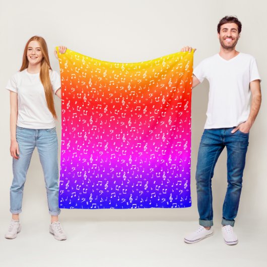 wit en regenboog Muzikaal Fleece Deken (In situ)