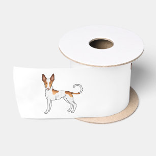 Wit- en rode Ibizan Hound met gladde vacht Cartoon Satijnen Lint