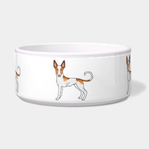 Wit- en rode Ibizan Hound met gladde vacht Cartoon Voerbakje