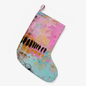 Wit en rood abstract schilderij kleine kerstsok (Voorkant (Hangend))