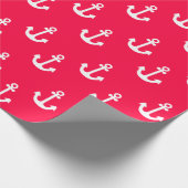 Wit en Rood Anker Verpakkend Document Cadeaupapier (Hoek)
