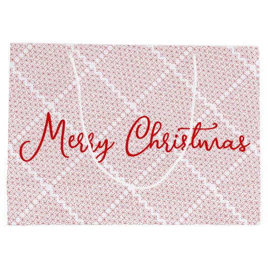 Wit en rood feestelijk patroon groot cadeauzakje (Achterkant)