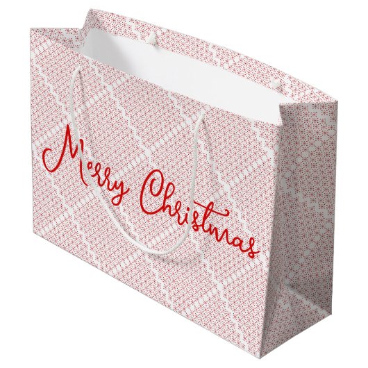 Wit en rood feestelijk patroon groot cadeauzakje (Achterkant Gekanteld)