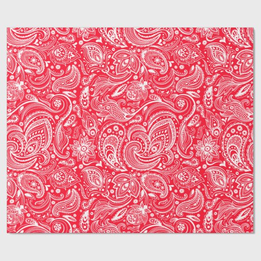 Wit en rood flesje paisley Pattern wrapping Cadeaupapier (Vlak)