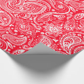 Wit en rood flesje paisley Pattern wrapping Cadeaupapier (Hoek)