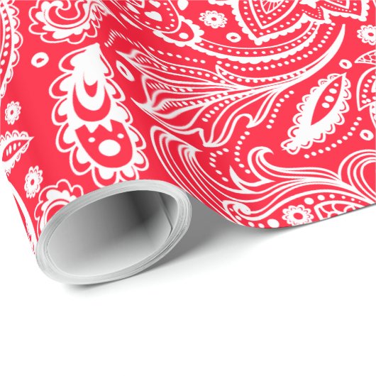 Wit en rood flesje paisley Pattern wrapping Cadeaupapier (Rol Hoek)