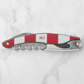 Wit en rood gestreept monogram kurkentrekker (Achterkant)