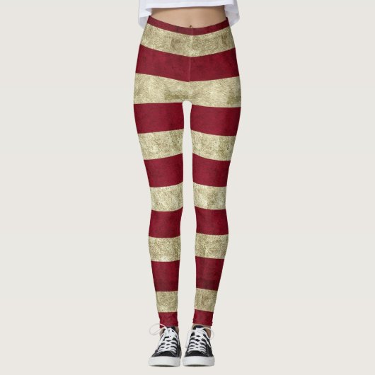 Wit en rood gestreepte legging (Voorkant)