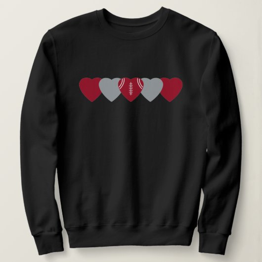 Wit en Rood Hart Voetbal Donker Trui (Design voorkant)