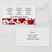Wit en rood hartpatroon foto logo sjabloon visitekaartje (Voorkant / Achterkant)